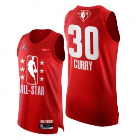 2022 All-Star Warriors #30 Stephen Curry Grey Red Jersey NBA 75th Authentic