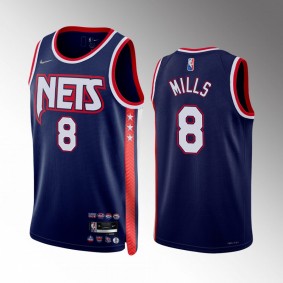Patrick Mills Brooklyn Nets #8 Blue Jersey City Edition 75th Diamond Badge