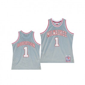 Oscar Robertson Milwaukee Bucks #1 Silver Retro 75th Jersey Classic