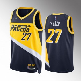 Daniel Theis Indiana Pacers #27 Navy Jersey City Edition 75th Diamond Badge