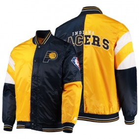Indiana Pacers Gold Navy Color Block 75th Patch Satin Full-Snap Jacket