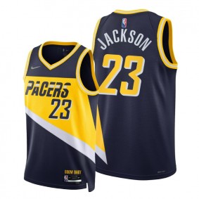 Pacers Isaiah Jackson 2021-22 City Edition Blue Jersey NBA 75th