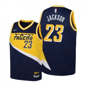 Pacers #23 Isaiah Jackson 2021-22 City Edition Youth Navy Jersey Diamond 75th Anniversary