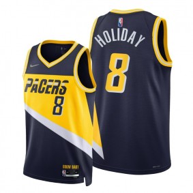 Pacers Justin Holiday 2021-22 City Edition Blue Jersey NBA 75th