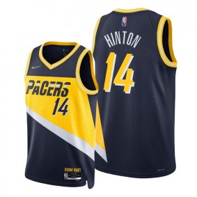 Nate Hinton #14 Indiana Pacers 2021-22 City Edition Navy Jersey 75th Diamond
