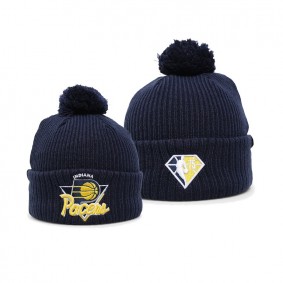 Indiana Pacers NBA 75th Season Pom Beanie Knit Hat Navy
