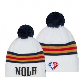 New Orleans Pelicans City Edition NBA 75th Season Knit Hat White