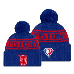 2021 Draft Edition Detroit Pistons Blue 75th Anniversary Logo Knit Hat