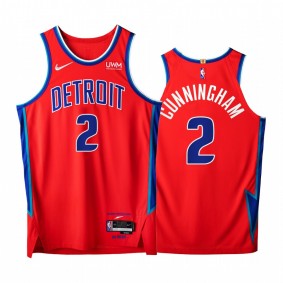 Pistons #2 Cade Cunningham Red Jersey NBA 75th Authentic City Edition 2021-22