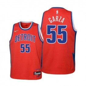 Pistons #55 Luka Garza 2021-22 City Edition Youth Red Jersey Diamond 75th Anniversary