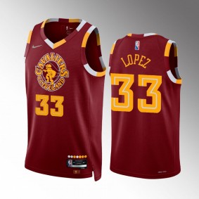 Robin Lopez 2022 Cleveland Cavaliers Wine #33 City Edition Jersey 75th Diamond