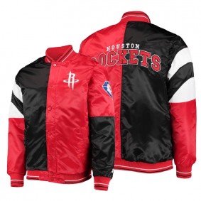 Houston Rockets Black Red 75th Diamond Anniversary Satin Full-Snap Jacket
