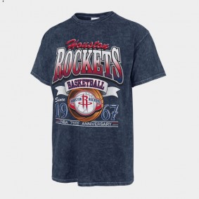 Houston Rockets 75th Anniversary City Edition T-Shirt Navy Mineral Wash Vintage Tubular Tee