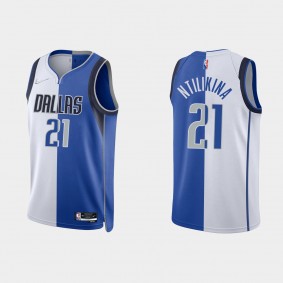 Mavericks Frank Ntilikina Split 75th Jersey Royal White