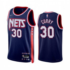 Nets Seth Curry City Edition Navy 2022 Jersey 75th Diamond Badge