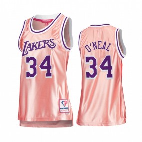 Los Angeles Lakers Shaquille O'Neal Rose Gold Pink 75th Anniversary Women's Jersey #34