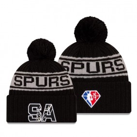 2021 Draft Edition San Antonio Spurs Black 75th Anniversary Logo Knit Hat