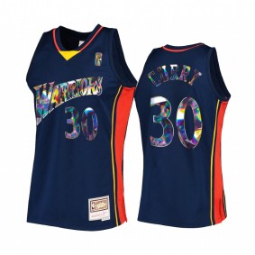 Golden State Warriors Stephen Curry NBA 75th Anniversary Diamond #30 Navy Hardwood Classics Jersey