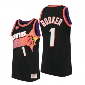 Phoenix Suns Devin Booker 75th Anniversary Logo Throwback Black Jersey