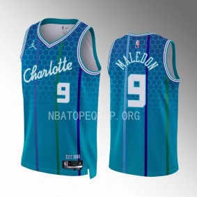 Charlotte Hornets Theo Maledon City Edition Blue #9 Jersey 75th Diamond Badge