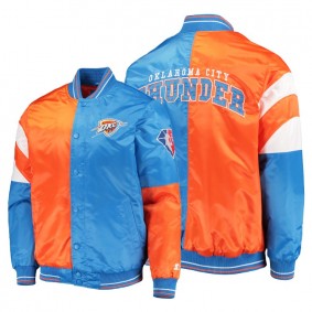 Oklahoma City Thunder Blue Orange Color Block 75th Patch Satin Full-Snap Jacket