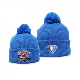 Oklahoma City Thunder NBA 75th Season Pom Beanie Knit Hat Blue
