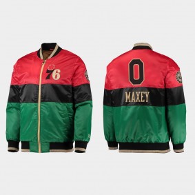 76ers Tyrese Maxey 75th Anniversary BHM Jacket Red