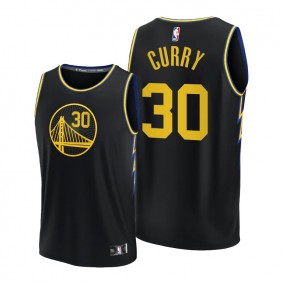 Stephen Curry 2021-22 Warriors Black Replica Jersey NBA75th City Edition