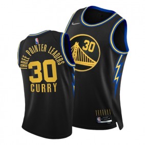 Stephen Curry #30 Golden State Warriors 3 Point Leaders Black Jersey NBA75th City Edition