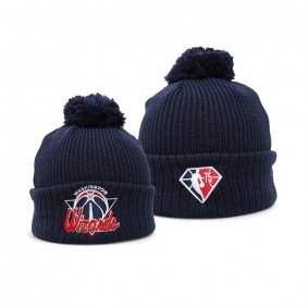 Washington Wizards NBA 75th Season Pom Beanie Knit Hat Navy